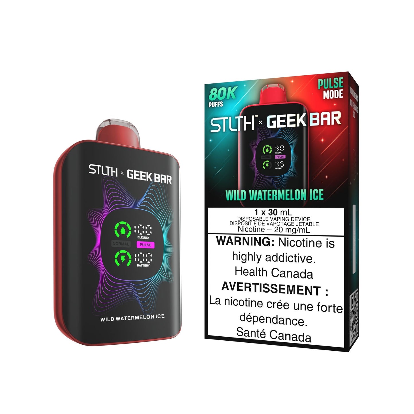Stlth X Geek Bar 80k Wild Watermelon Ice 20mg/30mL disposable (Provincial)