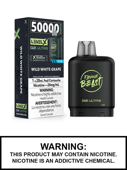 Flavour Beast  Level X G2 Ultra pod 50k Wild White Grape Iced 20mg/mL (Provincial)