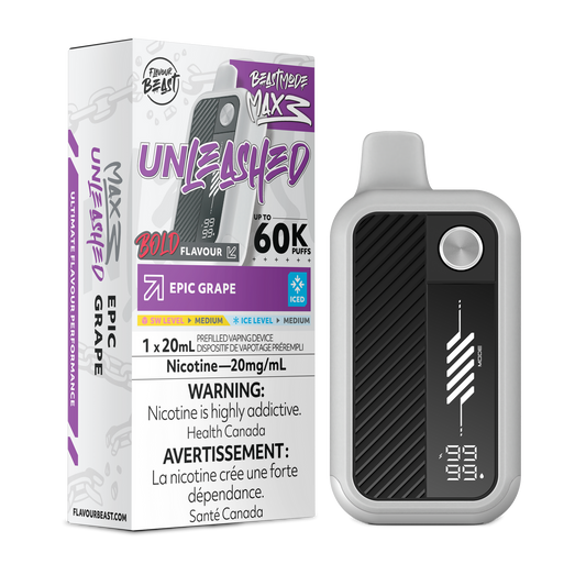 Flavour beast Mode Max 3 60K Unleashed Epic Grape Iced 20mg/ml disposable (Provincial)