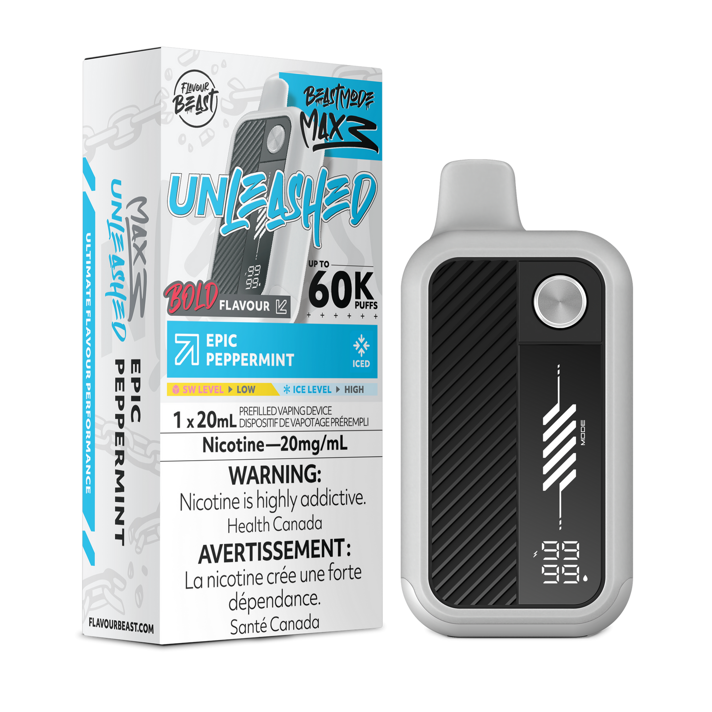 Flavour beast Mode Max 3 60K Unleashed Epic Peppermint Iced 20mg/ml