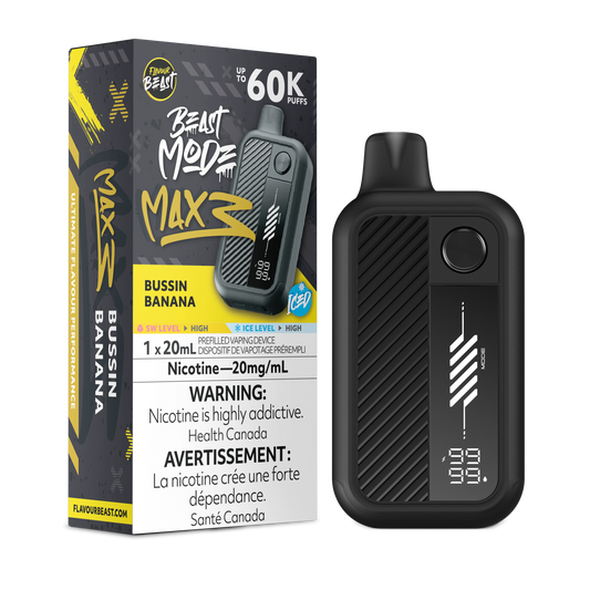 Flavour beast Mode Max 3 60K Bussin Banana Iced 20mg/ml disposable (Provincial)