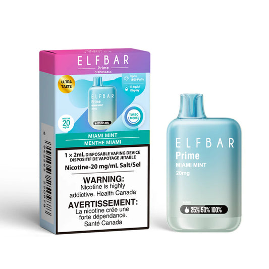 ELF BAR Prime 1800 Miami mint  20mg/ml disposable (Provincial)