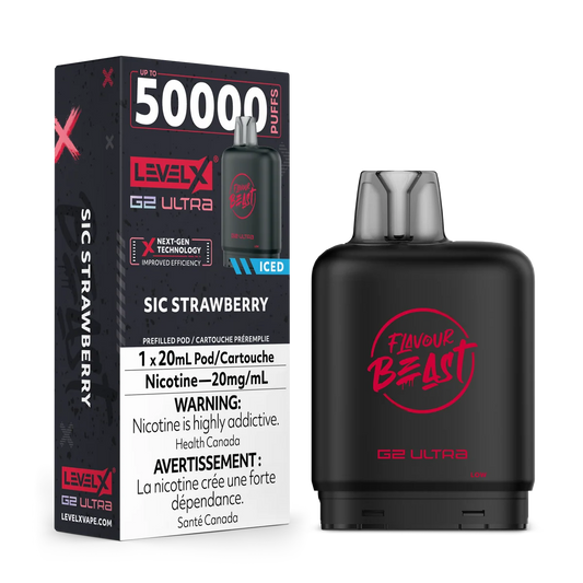 Flavour Beast  Level X G2 Ultra pod 50k Sic Strawberry Iced 20mg/mL (Provincial)
