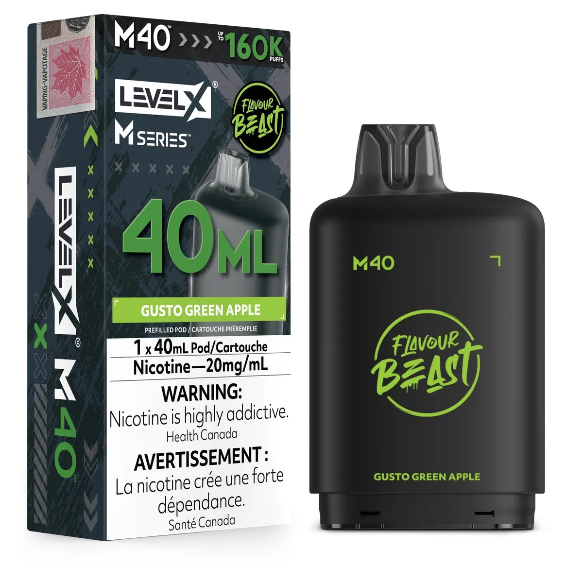 Flavour Beast Level X M series 160k pod Gusto Green Apple 20mg (Provincial)