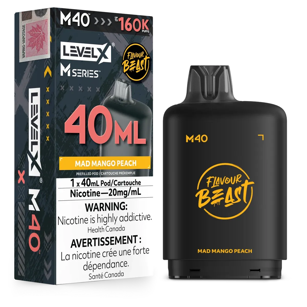 Flavour Beast Level X M series 160k pod Mad Mango Peach  20mg (Provincial)