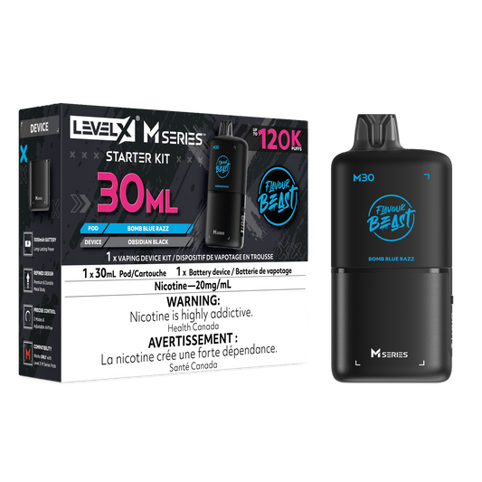 Flavour Beast Level X M series Starter Kit 120k pod Bomb Blue Razz 20mg Provincial
