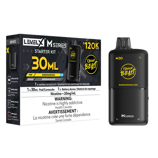 Flavour Beast Level X M series Starter Kit 120k pod  Bussin’ Banana Iced 20mg Provincial