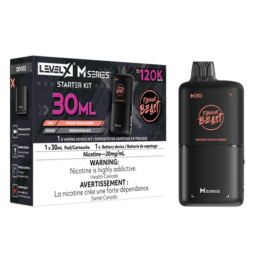 Flavour Beast Level X M series Starter Kit 120k pod  Packin peach Berry 20mg Provincial