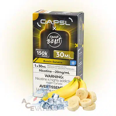 Capsl x Flavour Beast 150k Bussin Banana Iced 20mg/30ml Disposable (Provincial)