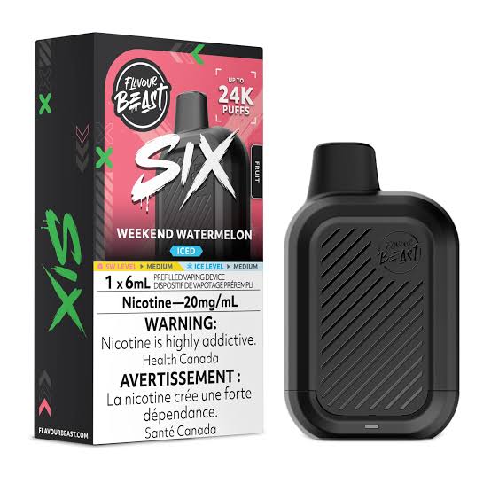 Flavour Beast SIX 24k Weekend Watermelon Iced 20mg disposable (Provincial)