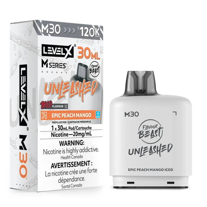 Levelx M Series Pod 120k Unleashed Epic Peach Mango Iced 20mg/30ml (Provincial)