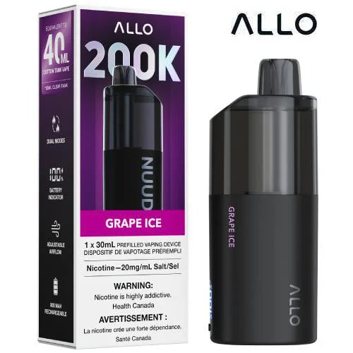 Allo Nuud 200k Grape Ice 20mg - 30ml disposable (Provincial)