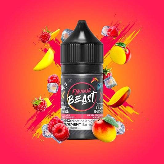 Flavour beast e-liquid Ragin razz mango iced 10mg - 30ml