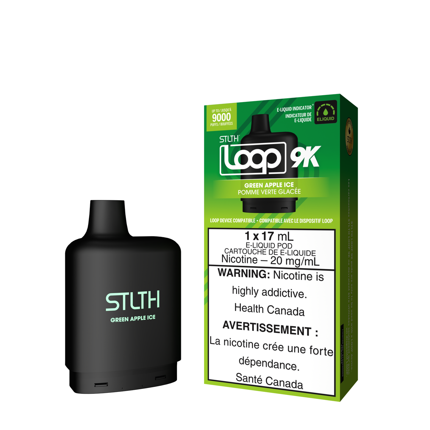 Stlth Loop pod 9K Green apple ice 20mg - 17ml