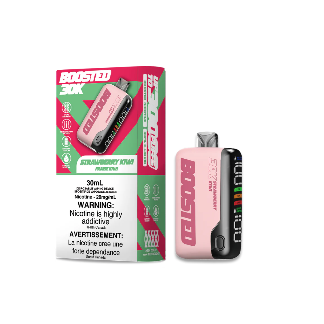 Boosted 30K Strawberry Kiwi Ice Disposable Vape 20mg/ml (Provincial)