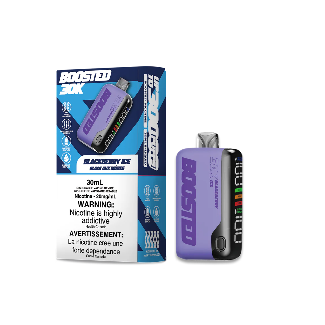 Boosted 30K Blackberry Ice Disposable Vape 20mg/ml (Provincial)