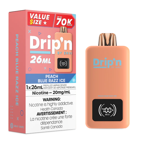 Drip’n 70K Peach Blue Razz Ice 20mg/ml disposable (Provincial)
