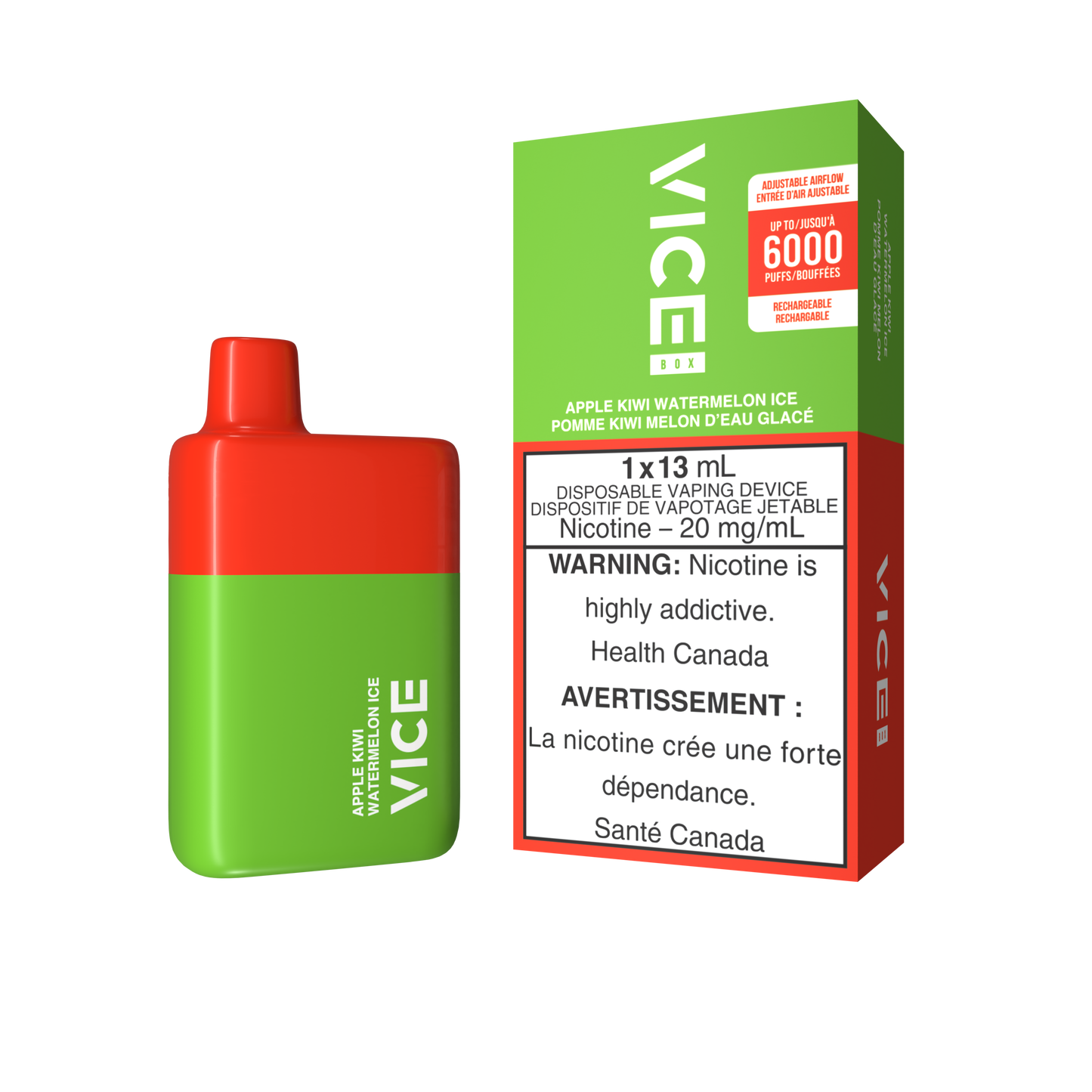 Vice box 6000 Apple Kiwi Watermelon Ice 20mg/mL disposable