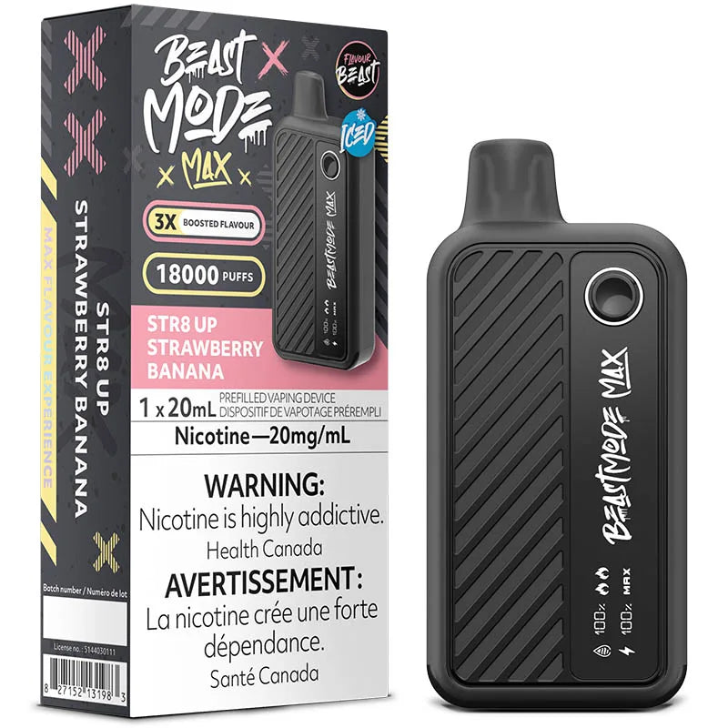 Flavour Beast Mode Max 18k Str8 Up Strawberry Banana Iced 20mg disposable (Provincial)