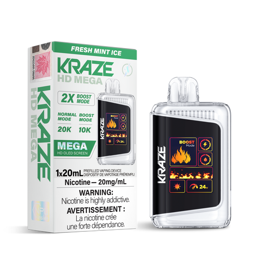 Kraze HD Mega 20K Fresh mint ice 20mg/mL disposable