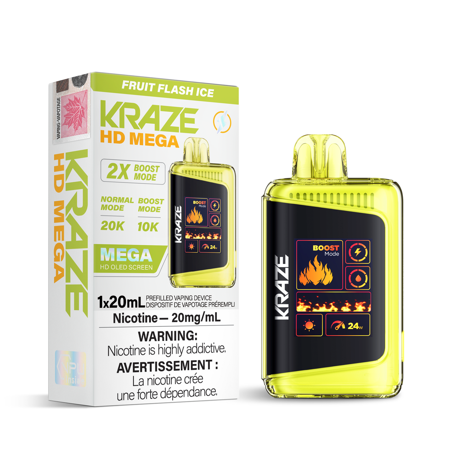 Kraze HD Mega 20K Fruit flash ice 20mg/mL disposable