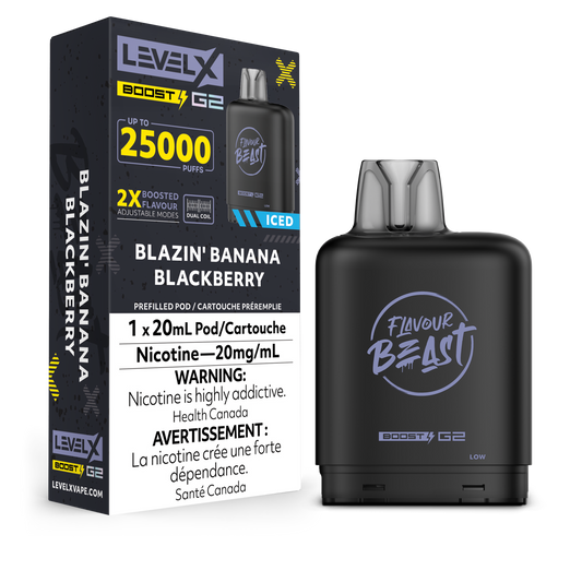 Flavour Beast LevelX Boost Pod G2 25K Blazin' Banana Blackberry 20mg (Provincial)