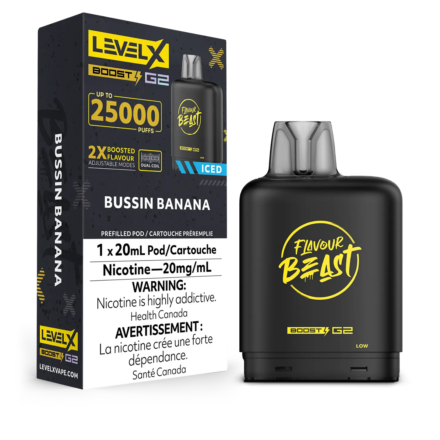 Flavour Beast LevelX Boost Pod G2 25K Bussin Banana Iced 20mg (Provincial)