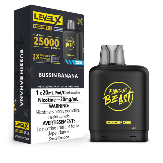 Flavour Beast LevelX Boost Pod G2 25K Bussin Banana Iced 20mg (Provincial)