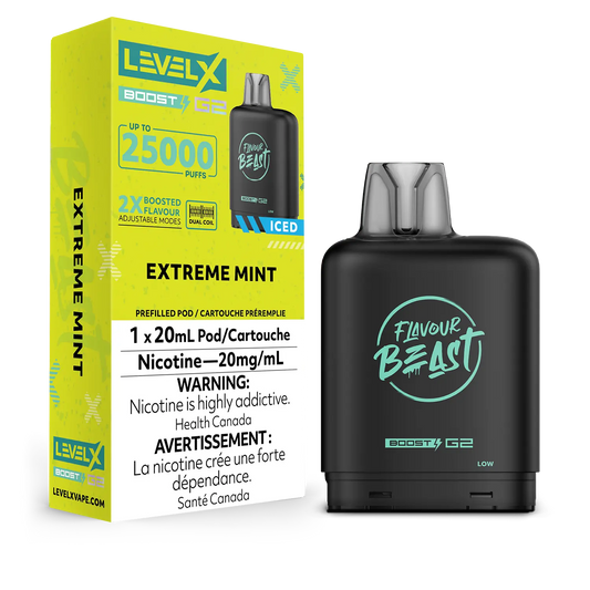 Flavour Beast LevelX Boost Pod G2 25K Extreme Mint Iced 20mg (Provincial)