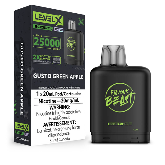 Flavour Beast LevelX Boost Pod G2 25K Gusto Green Apple 20mg (Provincial)