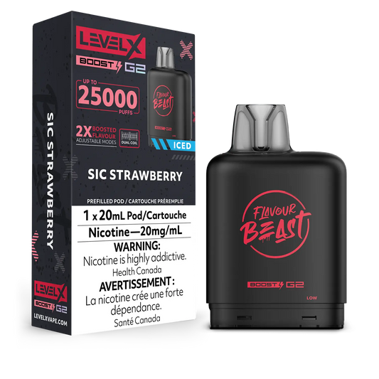 Flavour Beast LevelX Boost Pod G2 25K Sic Strawberry Iced 20mg (Provincial)