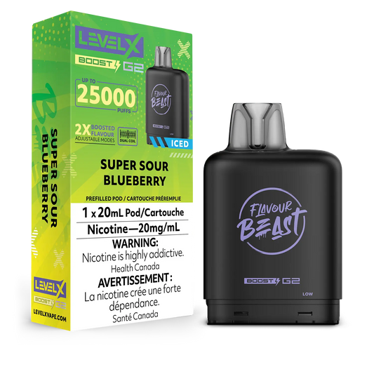 Flavour Beast LevelX Boost Pod G2 25K Super Sour Blueberry Iced 20mg (Provincial)