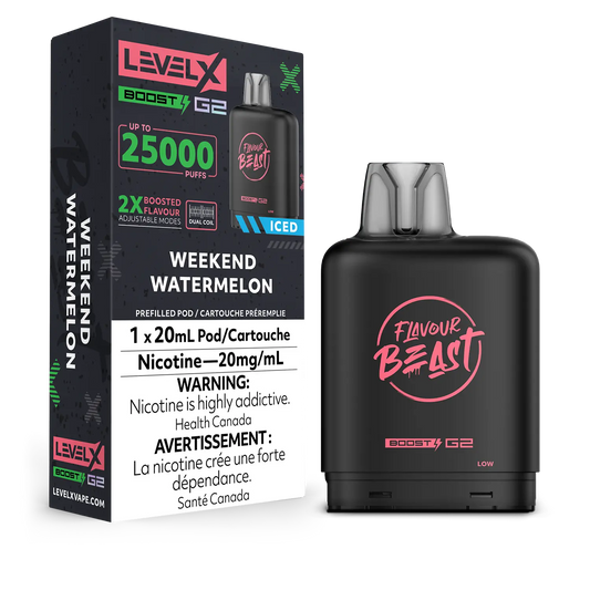 Flavour Beast LevelX Boost Pod G2 25K Weekend Watermelon Iced 20mg (Provincial)