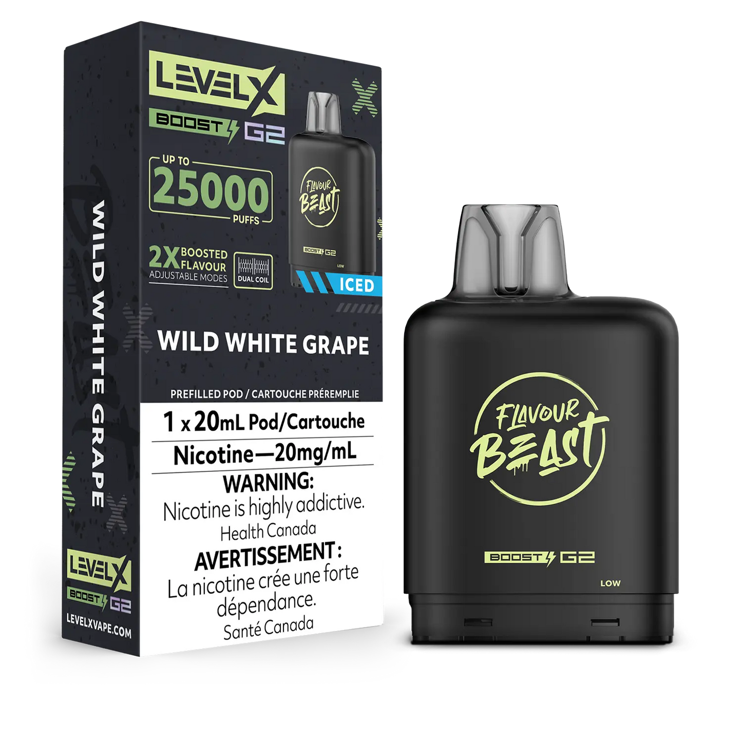 Flavour Beast LevelX Boost Pod G2 25K Wild White Grape Iced 20mg (Provincial)