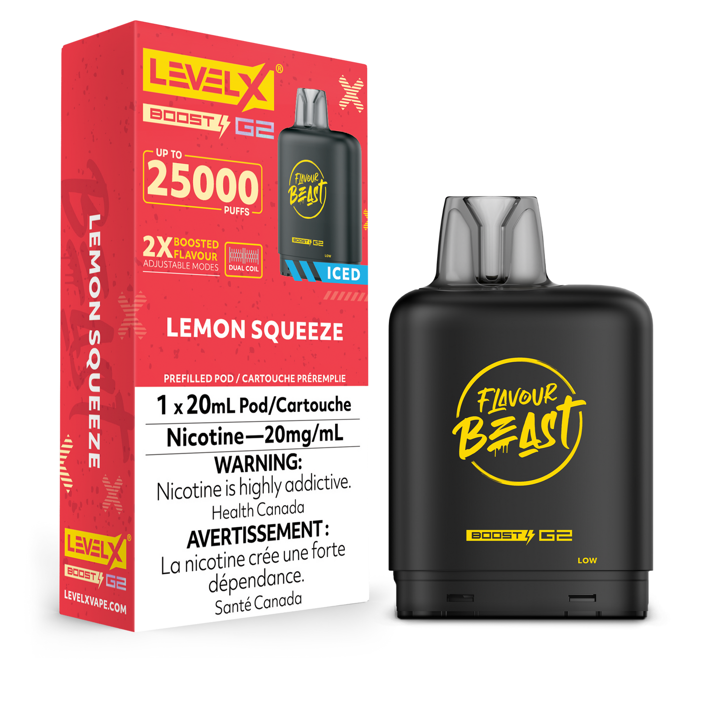 Flavour Beast LevelX Boost Pod G2 25K Lemon Squeeze 20mg (Provincial)