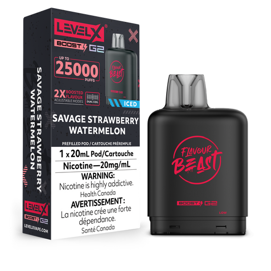 Flavour Beast LevelX Boost Pod G2 25K Savage Strawberry Watermelon 20mg (Provincial)