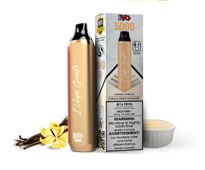IVG 5000 Creamy Vanilla (Great White) 20 mg/mL disposable