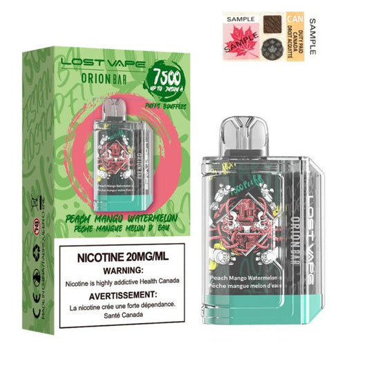 Lost Vape Orion bar 7500 Peach Mango Watermelon 20mg/mL disposable